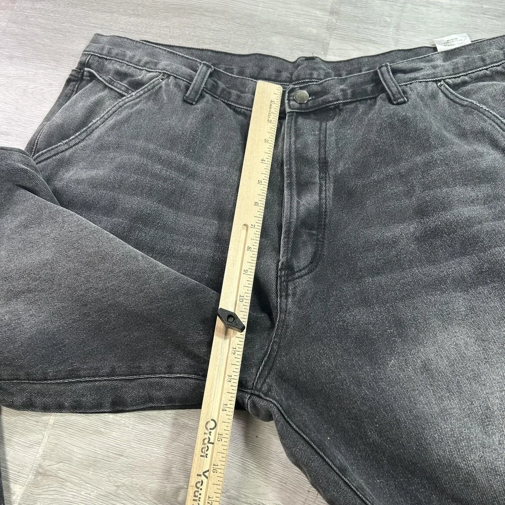Mnml Jeans Mens 42x34 Gray Relaxed Straight Fringe Hem Denim Dark Wash Pants